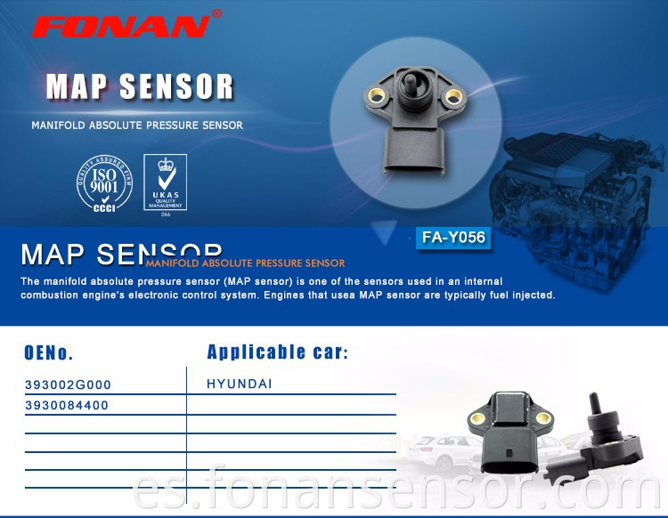 Mapa del sensor de presión absoluta múltiple para Kias Cerato (LD) 1.6 CRDI 2004 393002G000 3930084400 9490930502